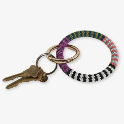 INK + ALLOY Chloe Stripes Beaded Key Ring Bracelet Two Tone Multicolored