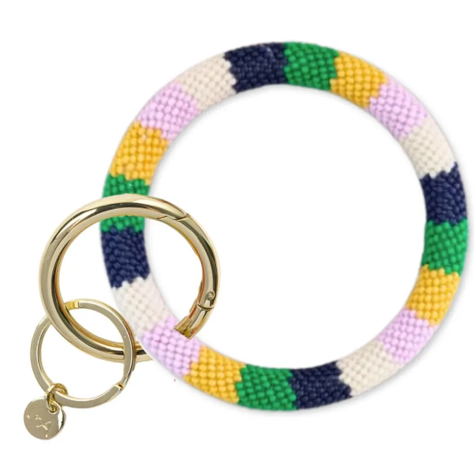 INK + ALLOY Chloe Wide Stripe Key Ring Ivory Green Lemon Lilac