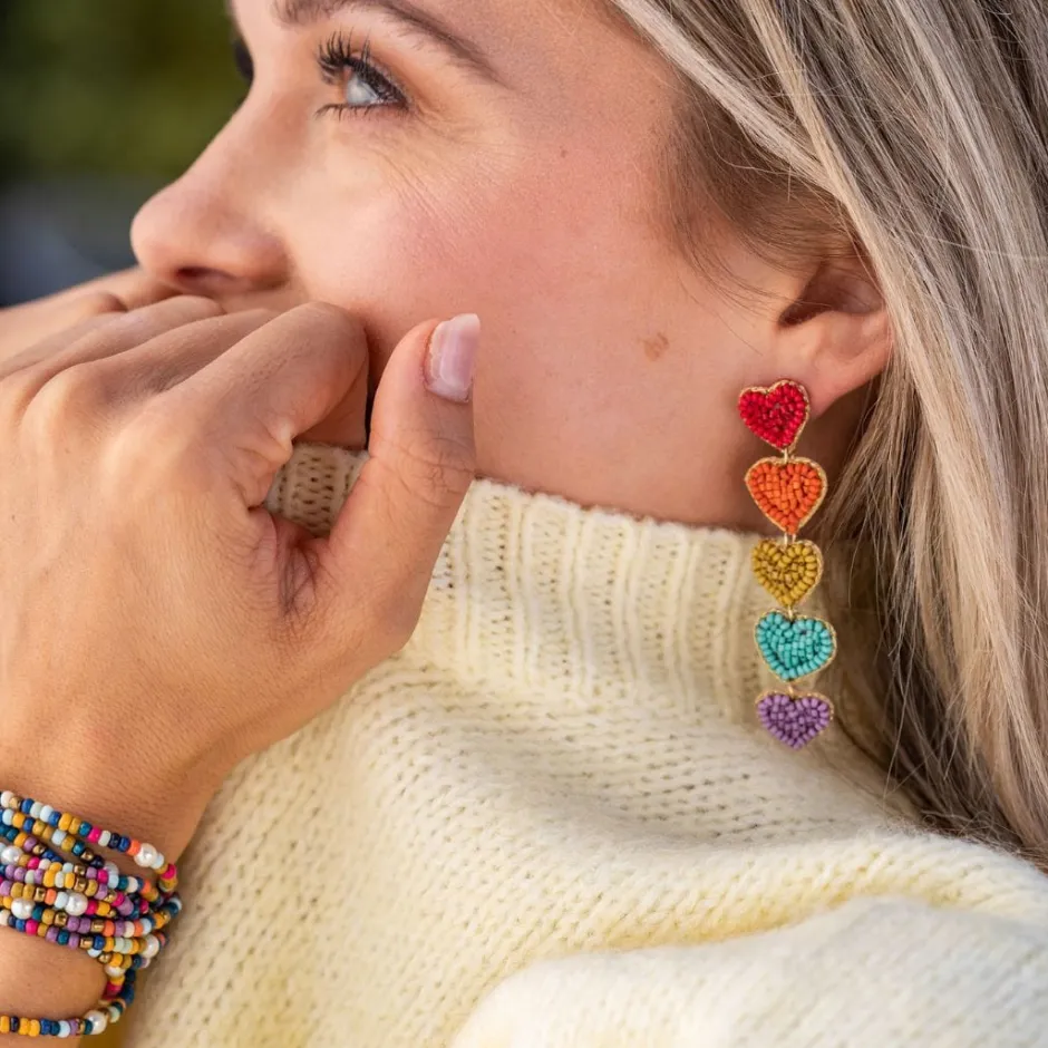 INK + ALLOY Christina Rainbow Heart Earrings Red