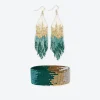 INK + ALLOY Claire + Kenzie Beaded Earrings And Bracelet Set Emerald
