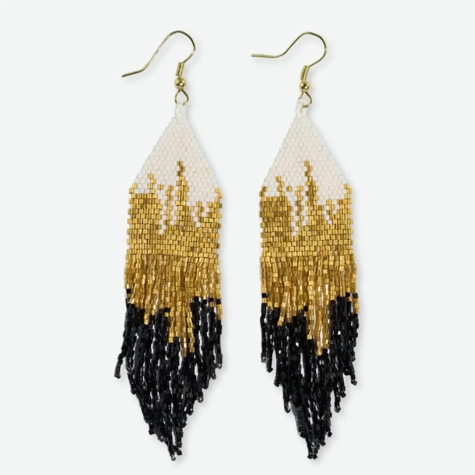 INK + ALLOY Claire Ombre Beaded Fringe Earrings Black