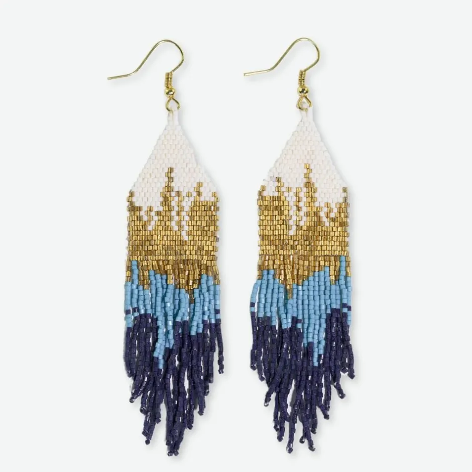INK + ALLOY Claire Ombre Beaded Fringe Earrings Blue