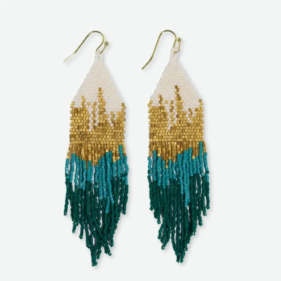 INK + ALLOY Claire Ombre Beaded Fringe Earrings Emerald