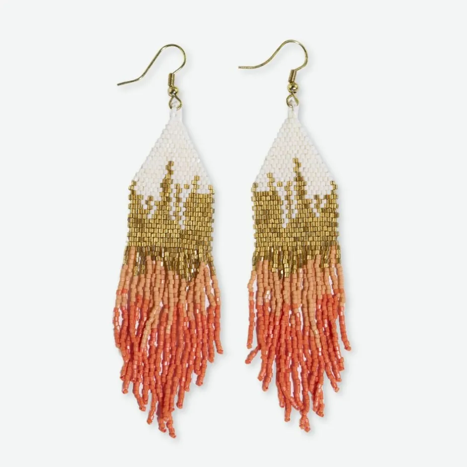 INK + ALLOY Claire Ombre Beaded Fringe Earrings Coral
