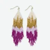 INK + ALLOY Claire Ombre Beaded Fringe Earrings Magenta