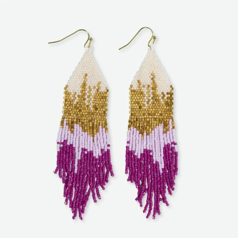 INK + ALLOY Claire Ombre Beaded Fringe Earrings Magenta
