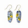 INK + ALLOY Danielle Oval Ceramic Earring With Lemons And Blue Plaid