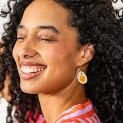 INK + ALLOY Danielle Round Ceramic Earring With Sun