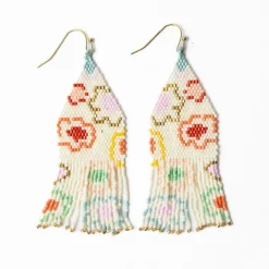 INK + ALLOY Delilah Poppies Beaded Fringe Earrings Multi
