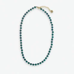 INK + ALLOY Drew Round Stones With Alternating Seed Bead Necklace Emerald