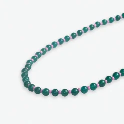 INK + ALLOY Drew Round Stones With Alternating Seed Bead Necklace Emerald