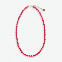INK + ALLOY Drew Round Stones With Alternating Seed Bead Necklace Red
