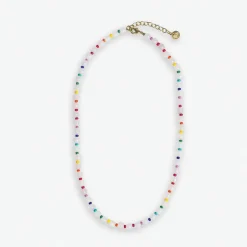 INK + ALLOY Drew Round Stones With Alternating Seed Bead Necklace White