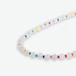 INK + ALLOY Drew Round Stones With Alternating Seed Bead Necklace White