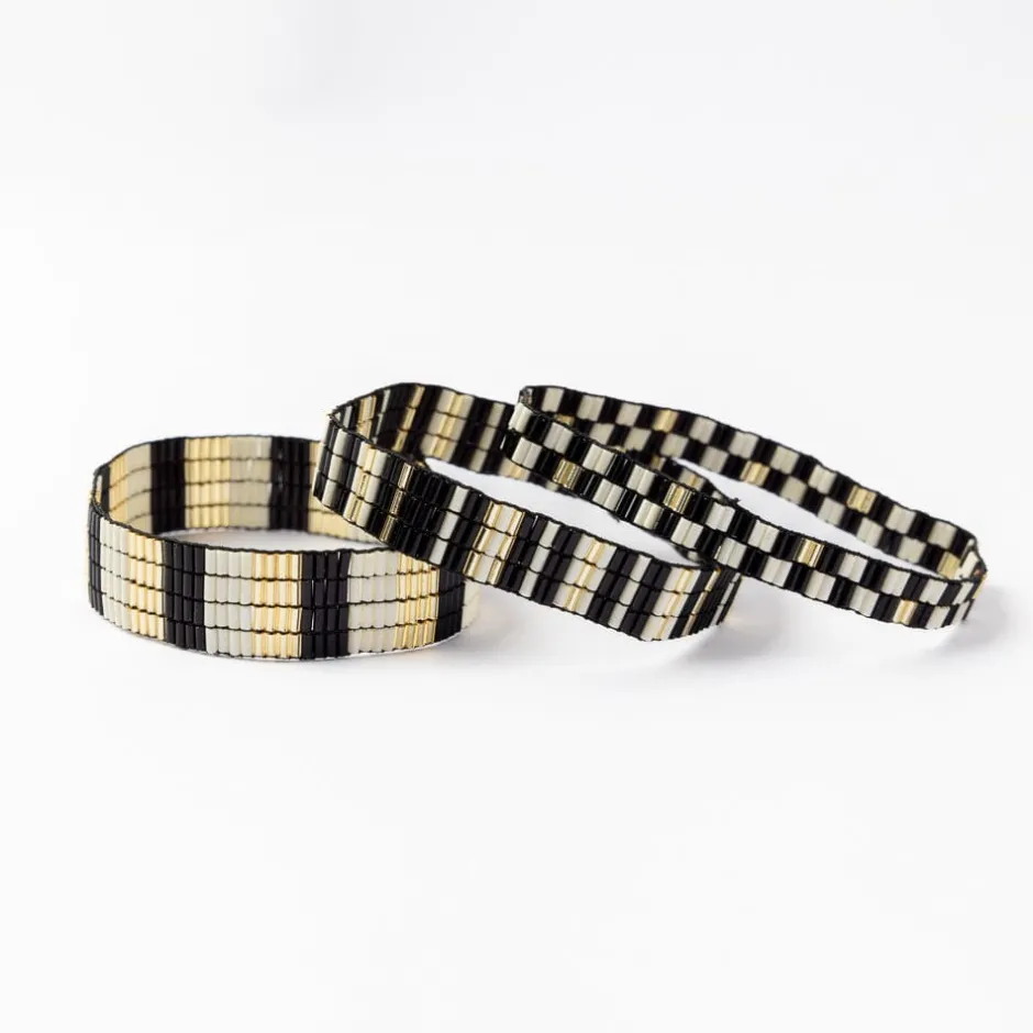 INK + ALLOY Dylan Bracelet Stretch Set Of 3 Black White
