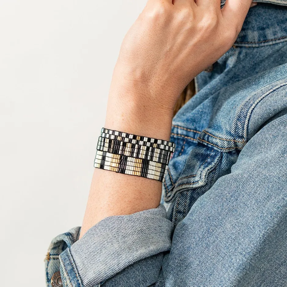 INK + ALLOY Dylan Bracelet Stretch Set Of 3 Black White