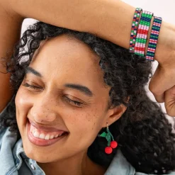 INK + ALLOY Dylan Bracelet Stretch Set Of 3 Navy Green Red Pink