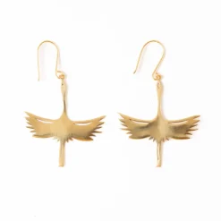 INK + ALLOY Edina Crane Dangle Earrings Brass