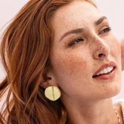 INK + ALLOY Ellie Round with Step Post Earrings Brass