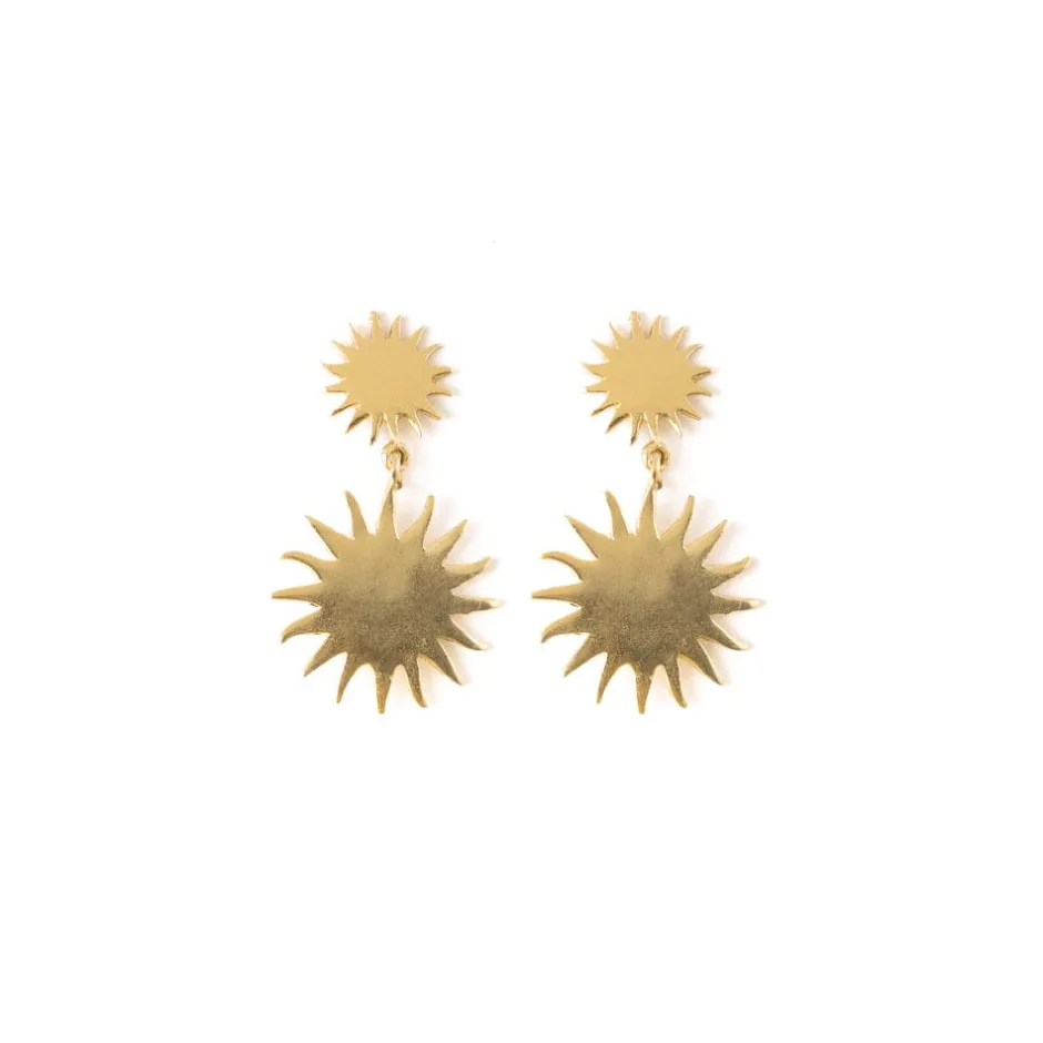 INK + ALLOY Emery Sunburst Drop Earrings Brass
