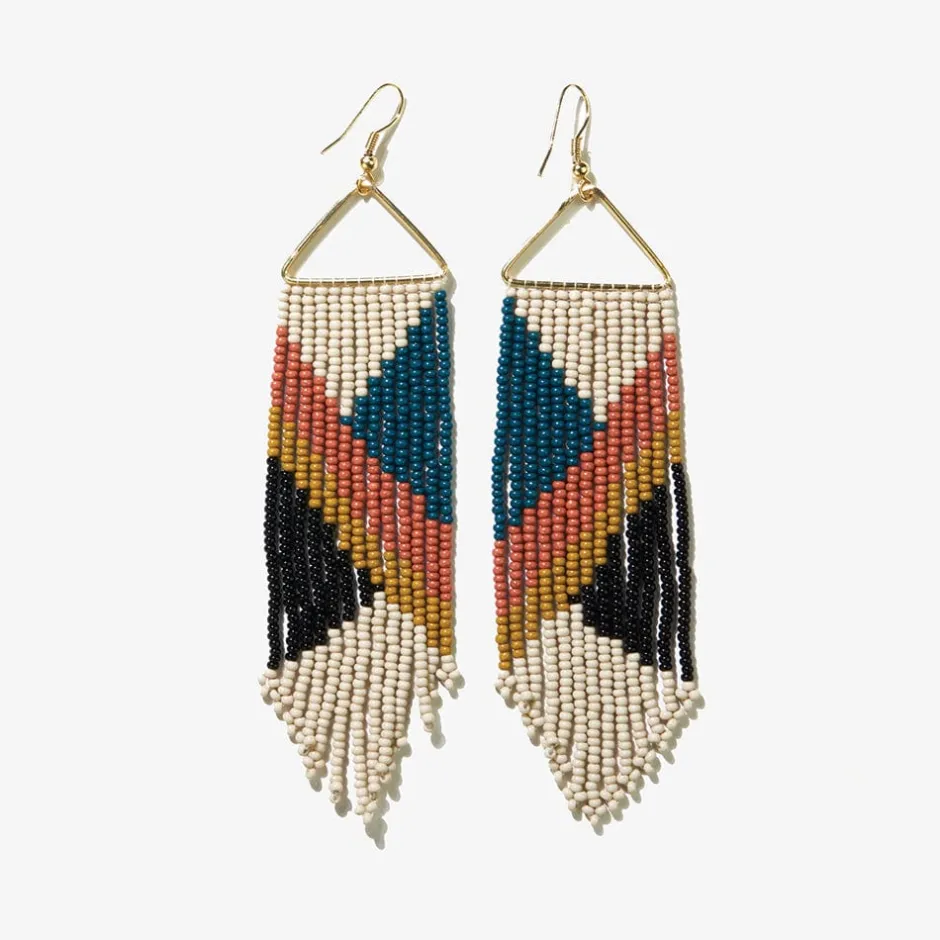 INK + ALLOY Emilie Angles Beaded Fringe Earrings Rust