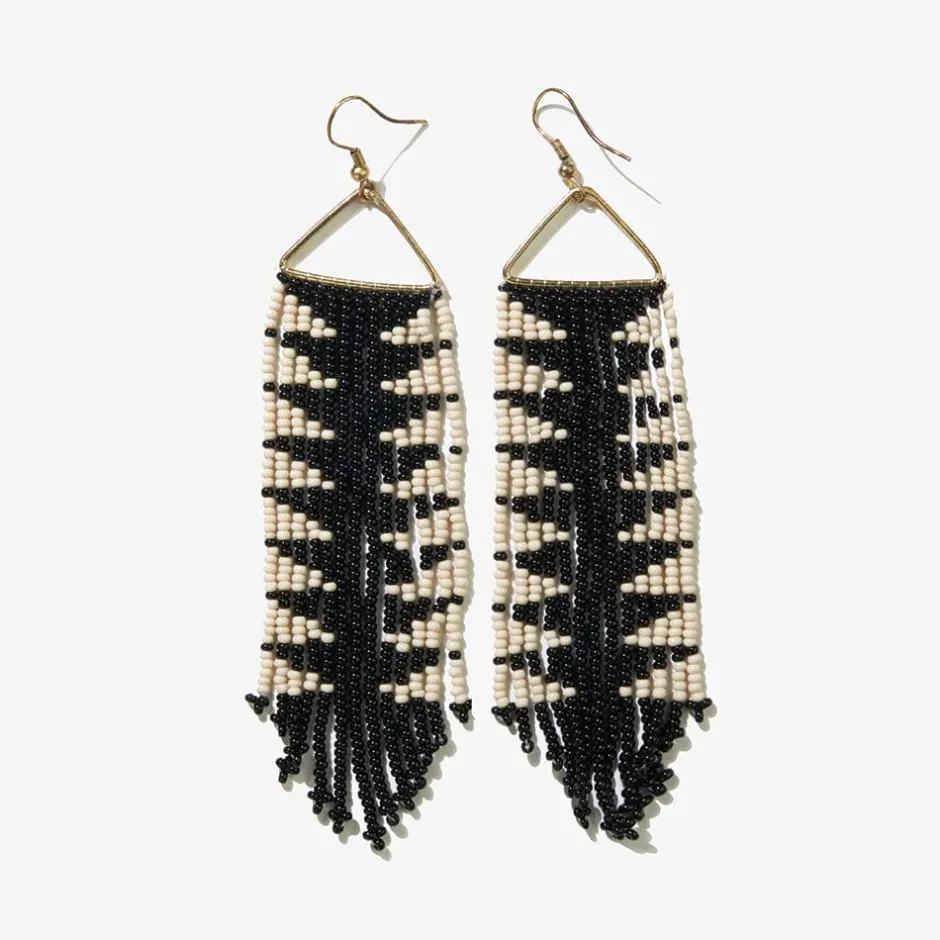 INK + ALLOY Emilie Arrow Beaded Fringe Earrings Black
