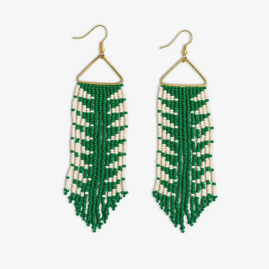 INK + ALLOY Emilie Arrow Beaded Fringe Earrings Kelly Green