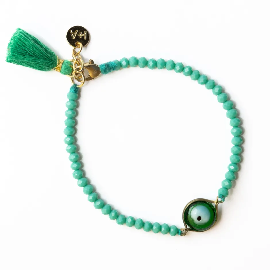 INK + ALLOY Emma Crystal Third Eye Bracelet With Clasp And Extension Green