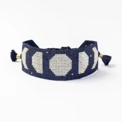 INK + ALLOY Erin Moon Phases Adjustable Beaded Bracelet Navy
