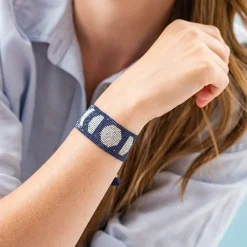 INK + ALLOY Erin Moon Phases Adjustable Beaded Bracelet Navy