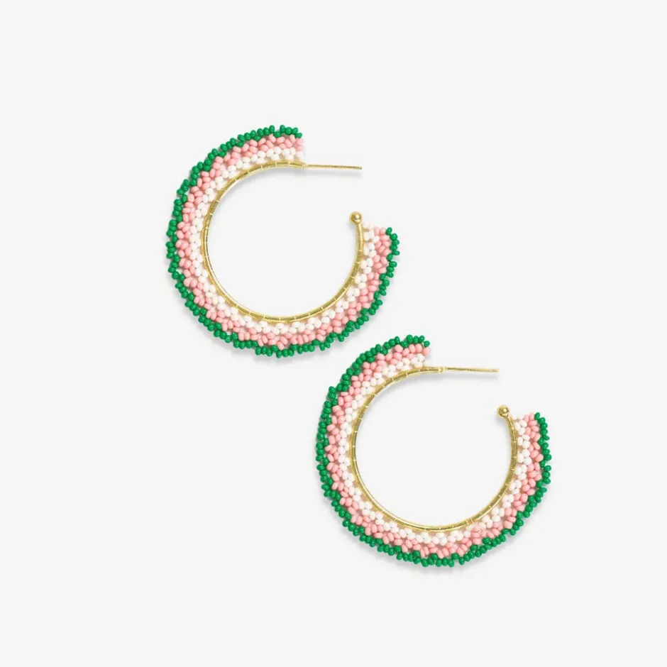 INK + ALLOY Eve Ombre Beaded Hoop Earrings Kelly Green/Pink