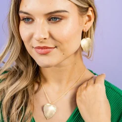 INK + ALLOY Fernanda Palmetto Pendant Necklace Brass