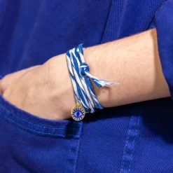 INK + ALLOY Fiona Twisted Wrap Bracelet With Eye Charm Blue White