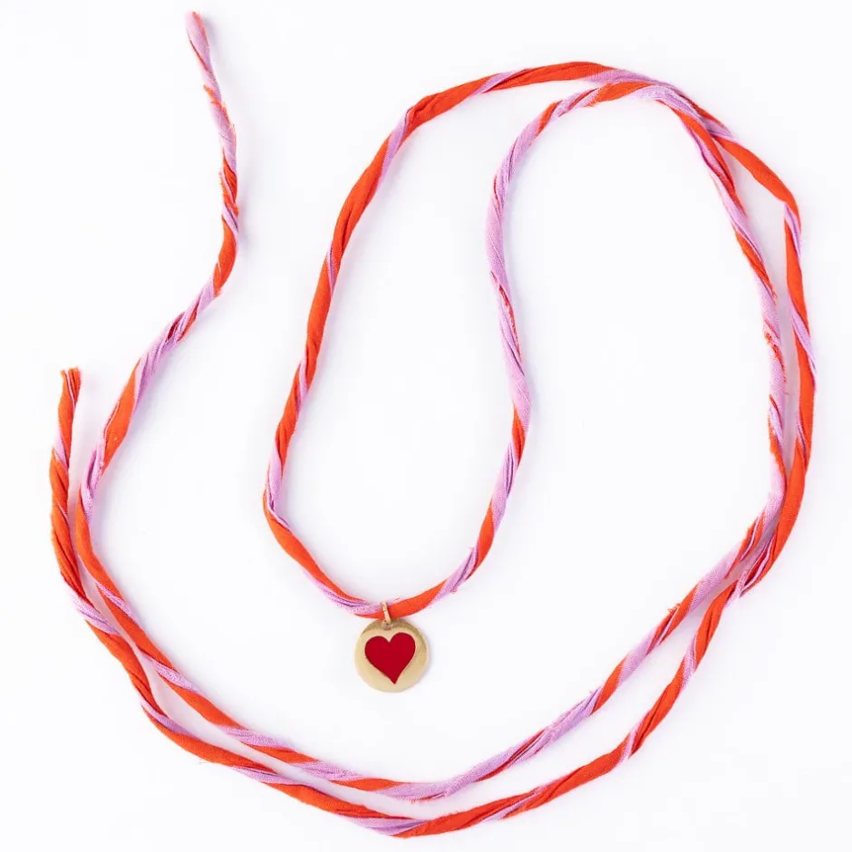 INK + ALLOY Fiona Twisted Wrap Bracelet With Heart Charm Lavender Poppy