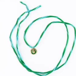 INK + ALLOY Fiona Twisted Wrap Bracelet With Horseshoe Charm Green Blue