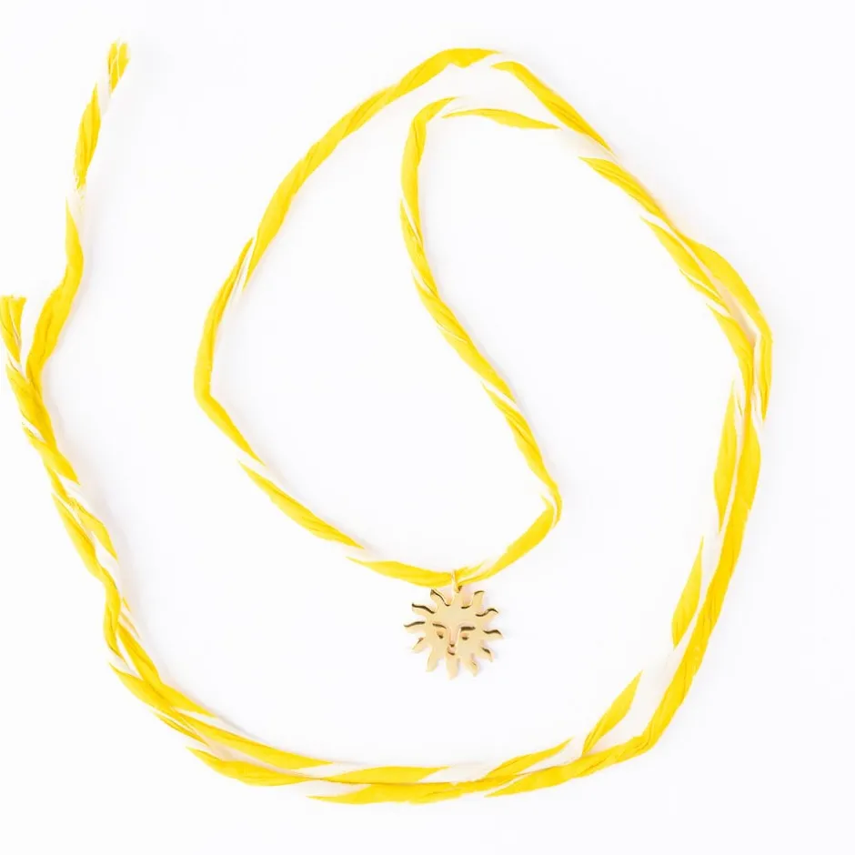 INK + ALLOY Fiona Twisted Wrap Bracelet With Sun Charm Yellow White