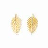 INK + ALLOY Flora Botanical Palm Leaf Large Post Earrings Brass