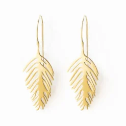 INK + ALLOY Flora Small Palm Leaf Earrings Brass