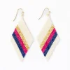 INK + ALLOY Frida Diagonal Uniform Stripe Beaded Earrings Navy Hot Pink
