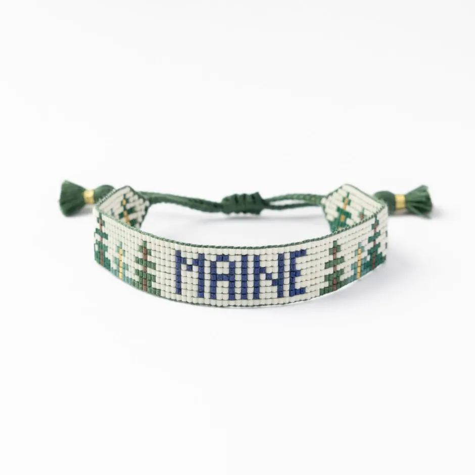 INK + ALLOY Gabby "Maine" With Trees Adjustable Beaded Bracelet