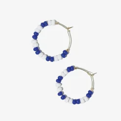 INK + ALLOY Game Day Mixed Seed Bead Hoop Earrings Blue + White
