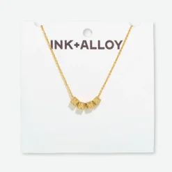 INK + ALLOY Goldie Chain Necklace With Brass Letters 16" With 1.5" Extension Mama