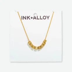 INK + ALLOY Goldie Chain Necklace With Brass Letters 16" With 1.5" Extension Strength