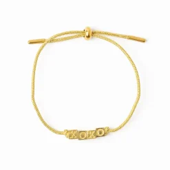 INK + ALLOY Goldie Gold Lurex Cord With Brass Letters Adjustable Xoxo
