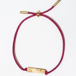 INK + ALLOY Goldie Hot Pink Lurex Cord With Brass Letters Adjustable XOXO