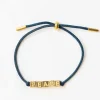 INK + ALLOY Goldie Navy Lurex Cord With Brass Letters Adjustable Peace