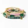 INK + ALLOY Grace Bracelet Stack of 5- Green and Pink