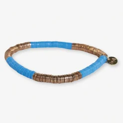 INK + ALLOY Grace Color Block Stretch Bracelet Light Blue and Gold