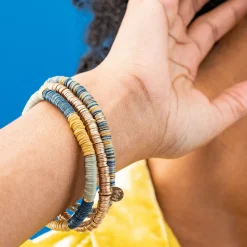 INK + ALLOY Grace Multi Mix Sequin Stretch Bracelet Greens + Rust