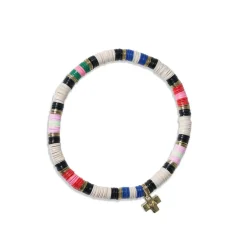 INK + ALLOY Grace Three Stripes Between Gold And Black Sequin Stretch Bracelet Rio